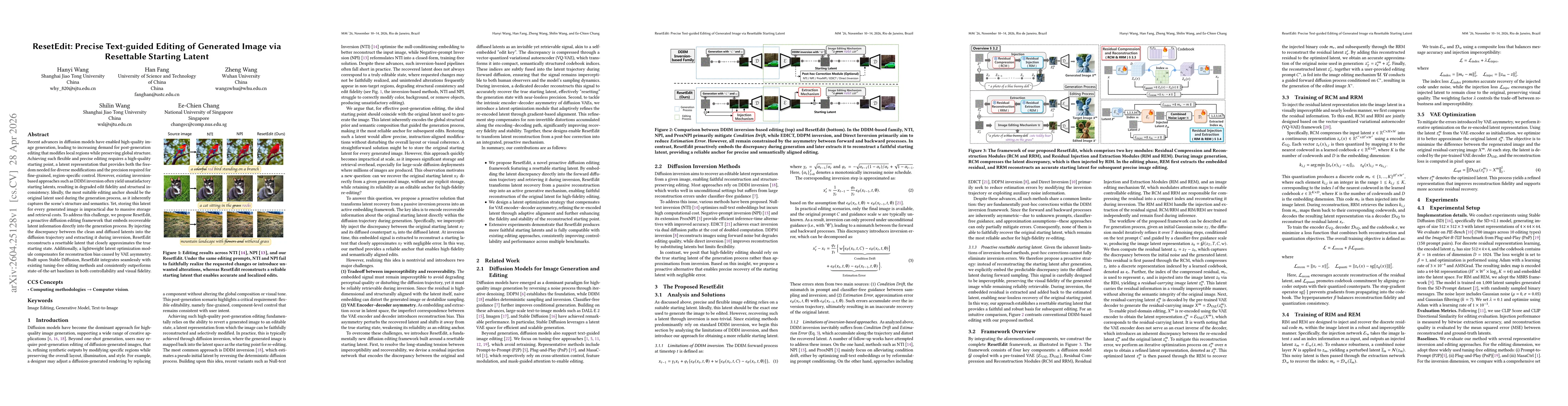 Thumbnail for ResetEdit: Precise Text-guided Editing of Generated Image via Resettable Starting Latent
