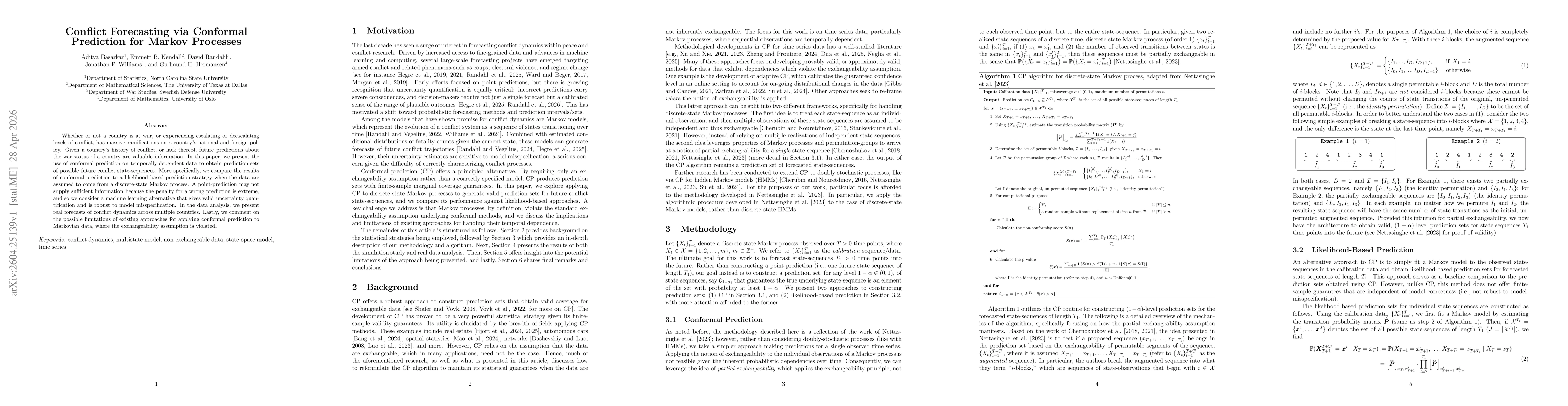 Thumbnail for Conflict Forecasting via Conformal Prediction for Markov Processes