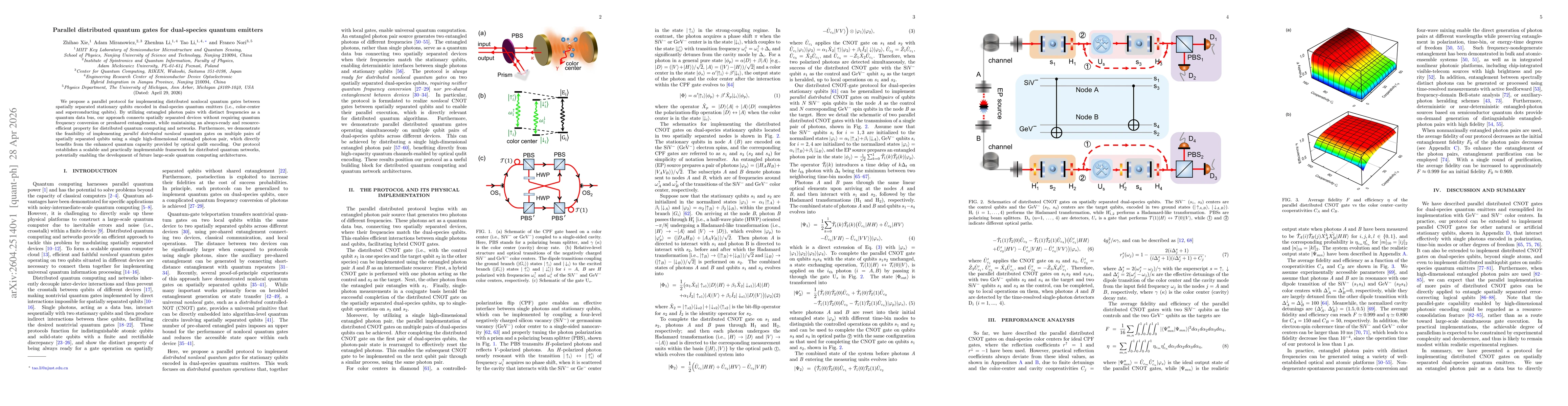 Thumbnail for Parallel distributed quantum gates for dual-species quantum emitters