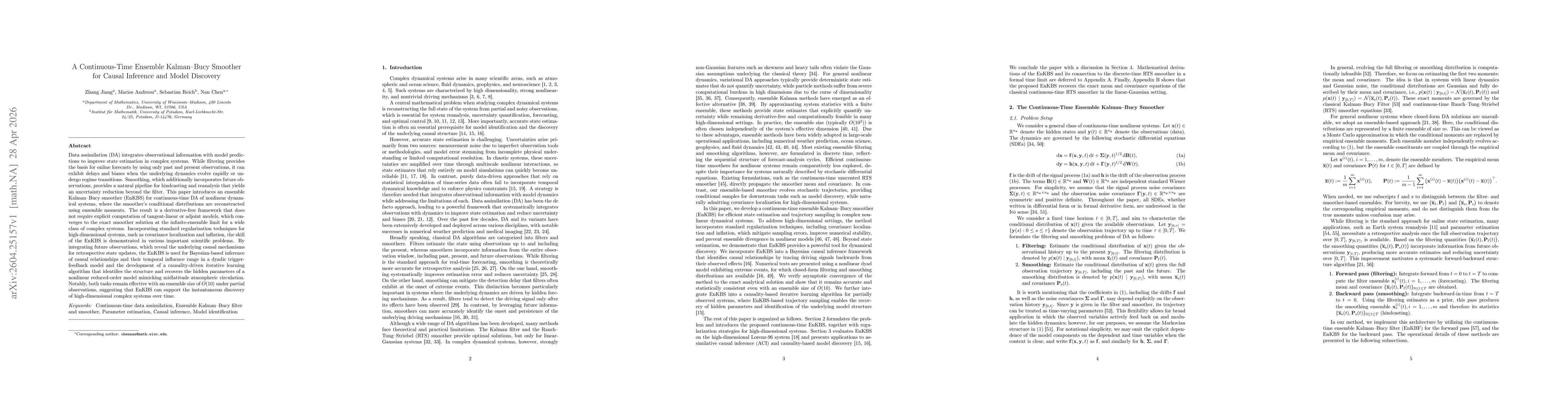 Thumbnail for A Continuous-Time Ensemble Kalman-Bucy Smoother for Causal Inference and Model Discovery