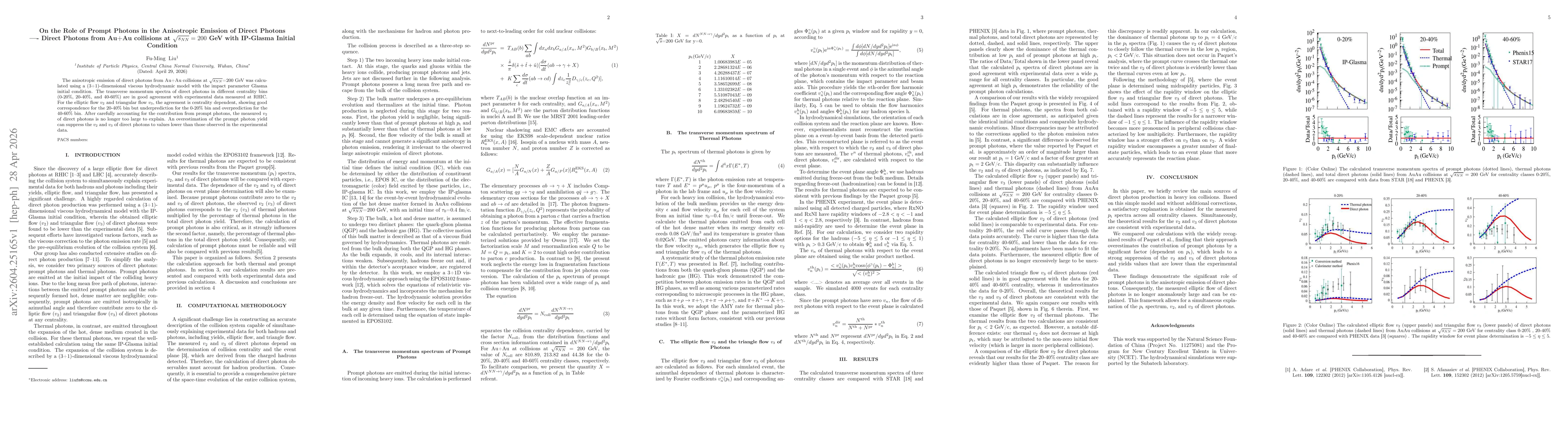 Thumbnail for On the Role of Prompt Photons in the Anisotropic Emission of Direct Photons -- Direct Photons from Au+Au collisions at $\sqrt{s_{NN}}=200$ GeV with IP-Glasma Initial Condition