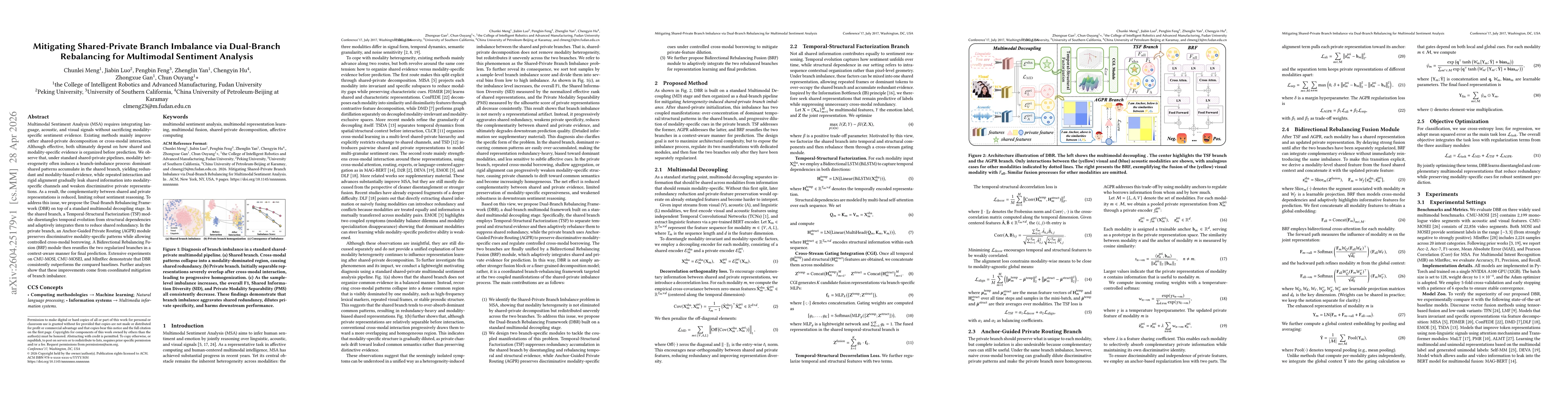 Thumbnail for Mitigating Shared-Private Branch Imbalance via Dual-Branch Rebalancing for Multimodal Sentiment Analysis