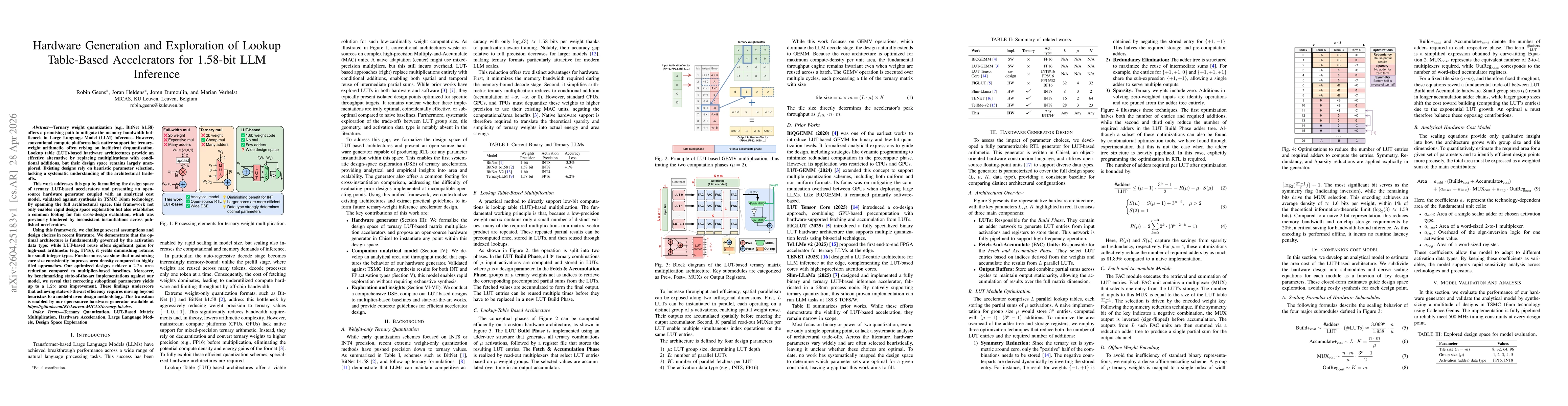 Thumbnail for Hardware Generation and Exploration of Lookup Table-Based Accelerators for 1.58-bit LLM Inference
