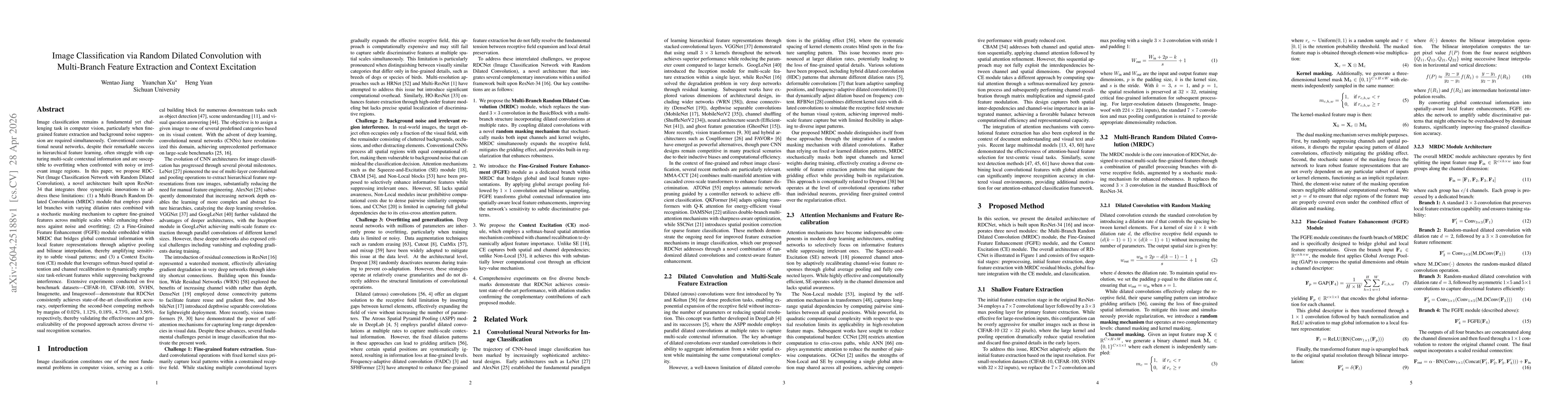 Thumbnail for Image Classification via Random Dilated Convolution with Multi-Branch Feature Extraction and Context Excitation
