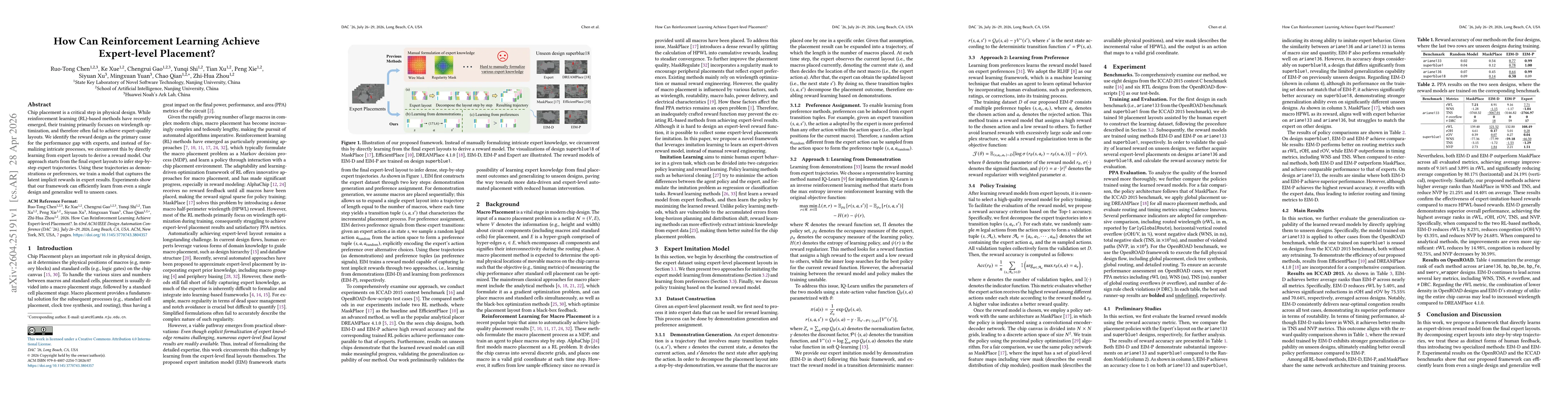 Thumbnail for How Can Reinforcement Learning Achieve Expert-level Placement?