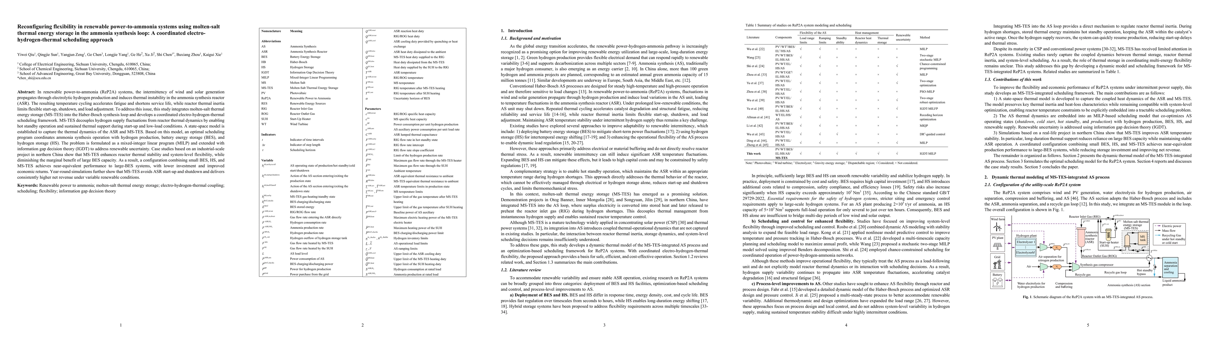 Thumbnail for Reconfiguring flexibility in renewable power-to-ammonia systems using molten-salt thermal energy storage in the ammonia synthesis loop: A coordinated electro-hydrogen-thermal scheduling approach