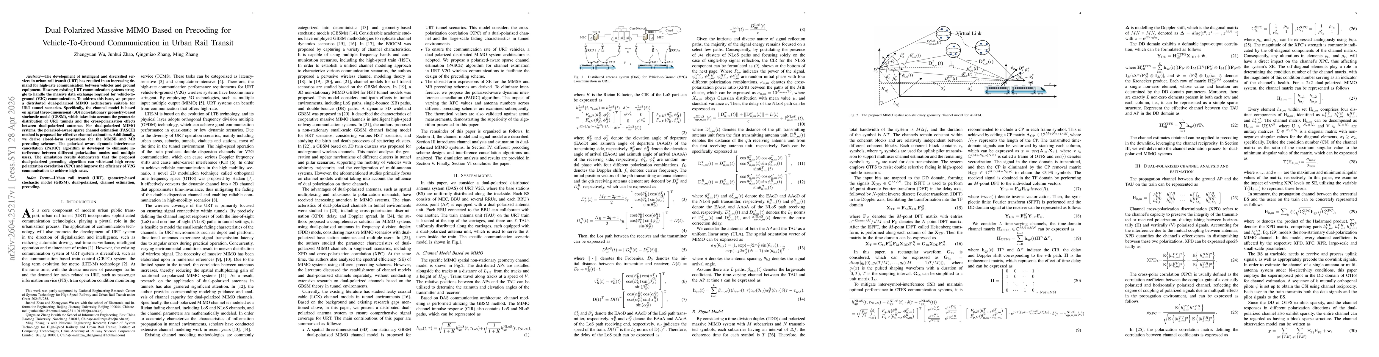 Thumbnail for Dual-Polarized Massive MIMO Based on Precoding for Vehicle-To-Ground Communication in Urban Rail Transit