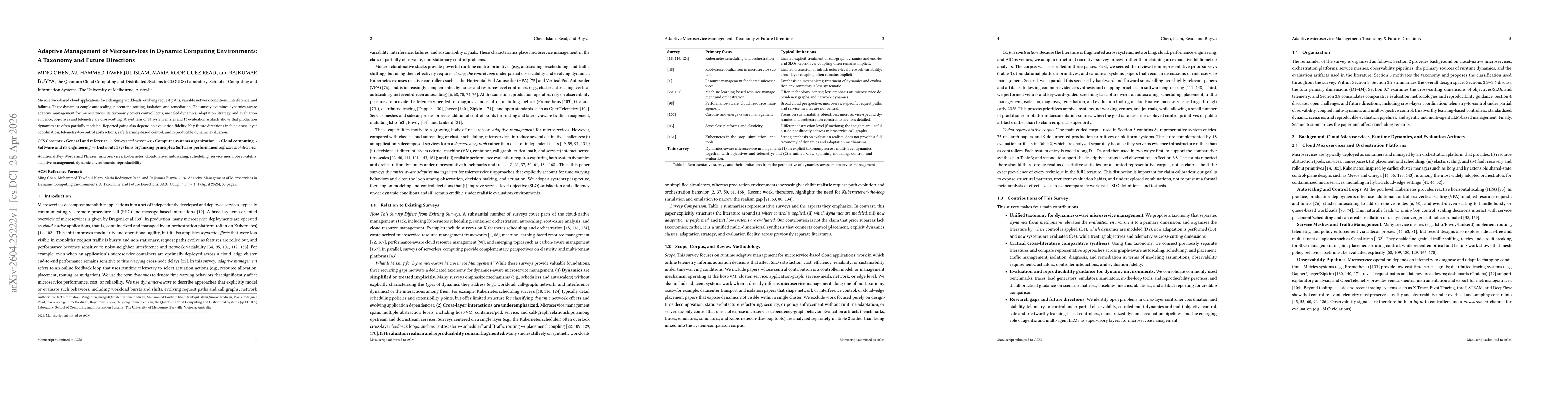 Thumbnail for Adaptive Management of Microservices in Dynamic Computing Environments: A Taxonomy and Future Directions