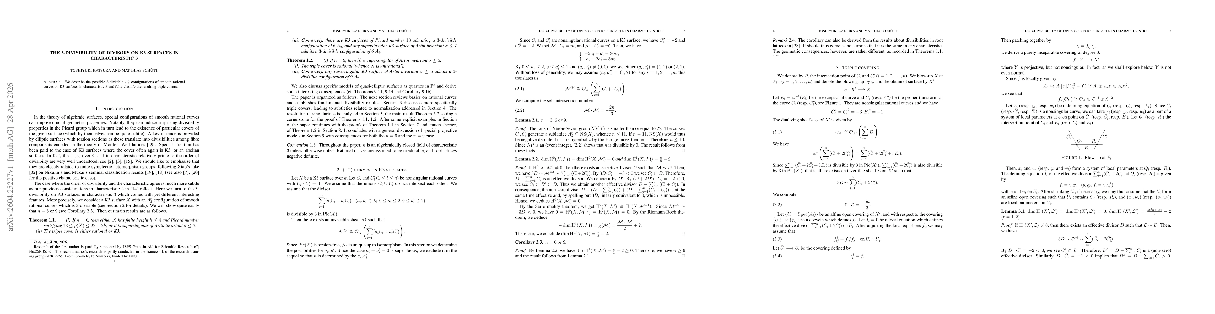 Thumbnail for The 3-divisibility of divisors on K3 surfaces in characteristic 3