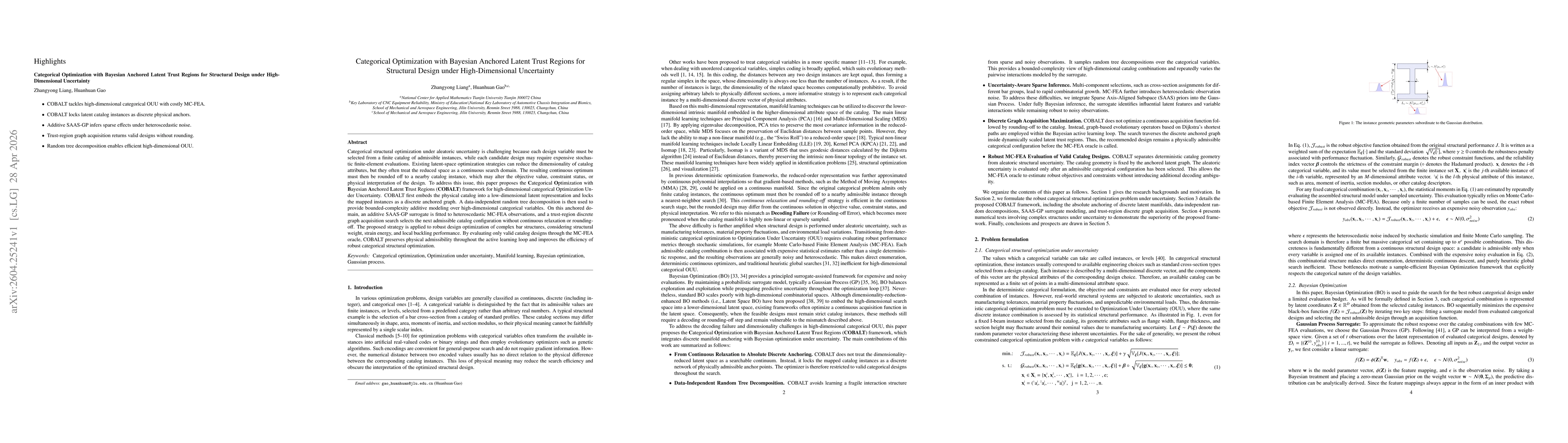 Thumbnail for Categorical Optimization with Bayesian Anchored Latent Trust Regions for Structural Design under High-Dimensional Uncertainty