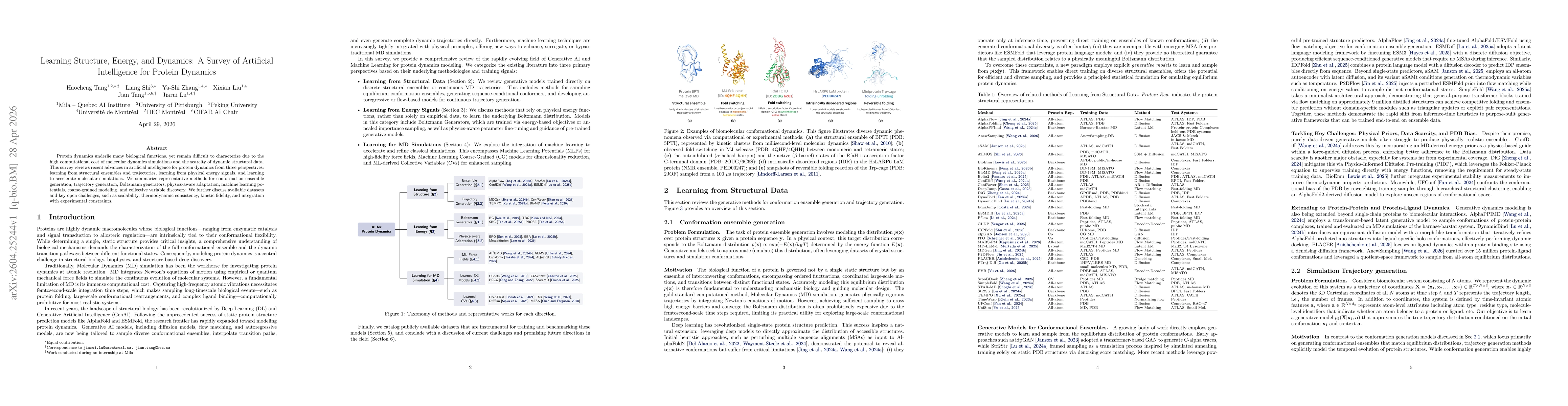 Thumbnail for Learning Structure, Energy, and Dynamics: A Survey of Artificial Intelligence for Protein Dynamics