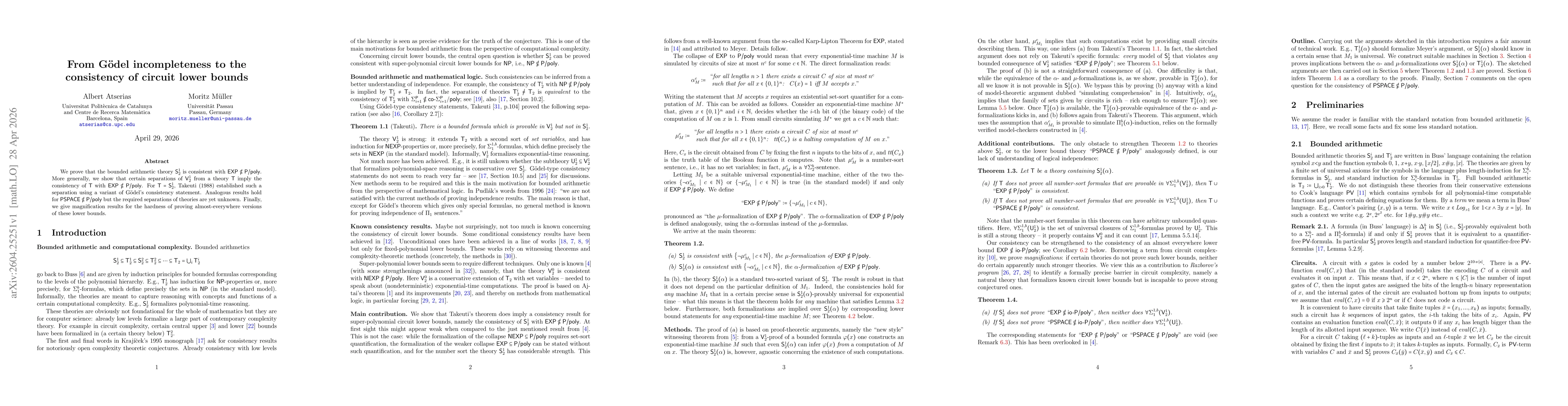 Thumbnail for From Gödel incompleteness to the consistency of circuit lower bounds