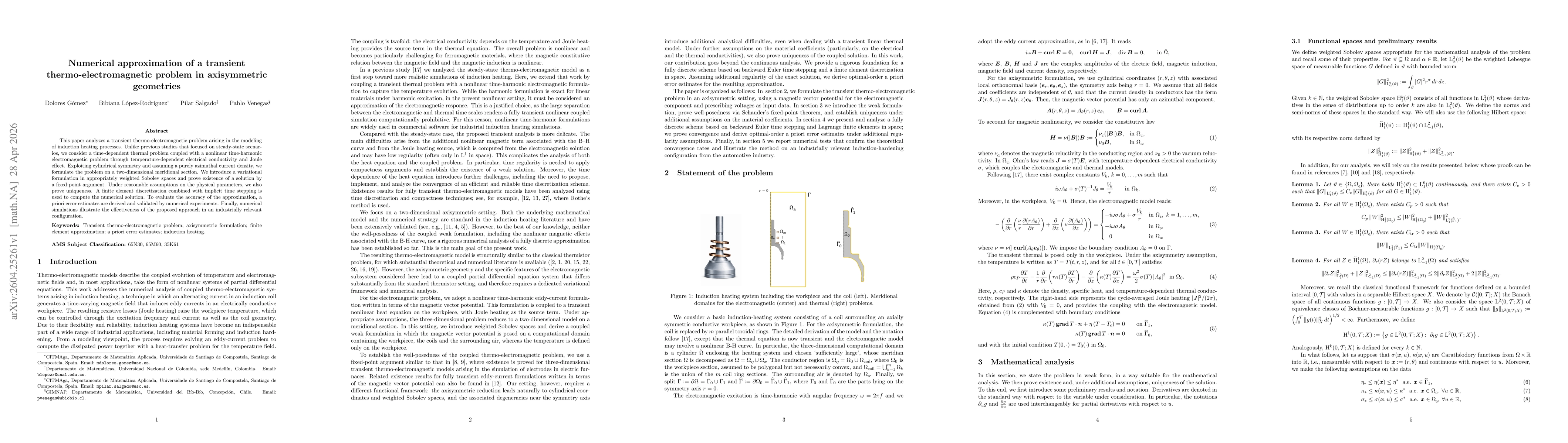 Thumbnail for Numerical approximation of a transient thermo-electromagnetic problem in axisymmetric geometries