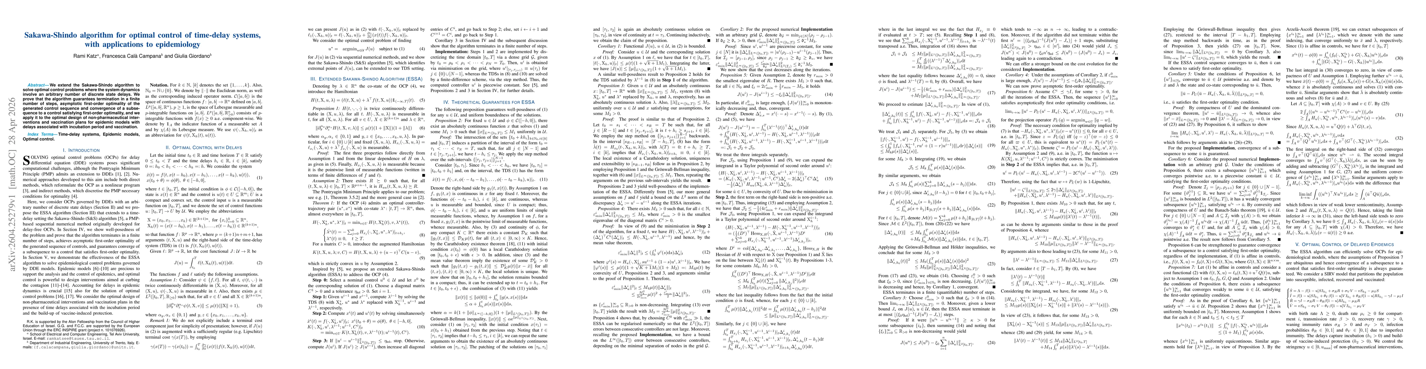 Thumbnail for Sakawa-Shindo algorithm for optimal control of time-delay systems, with applications to epidemiology