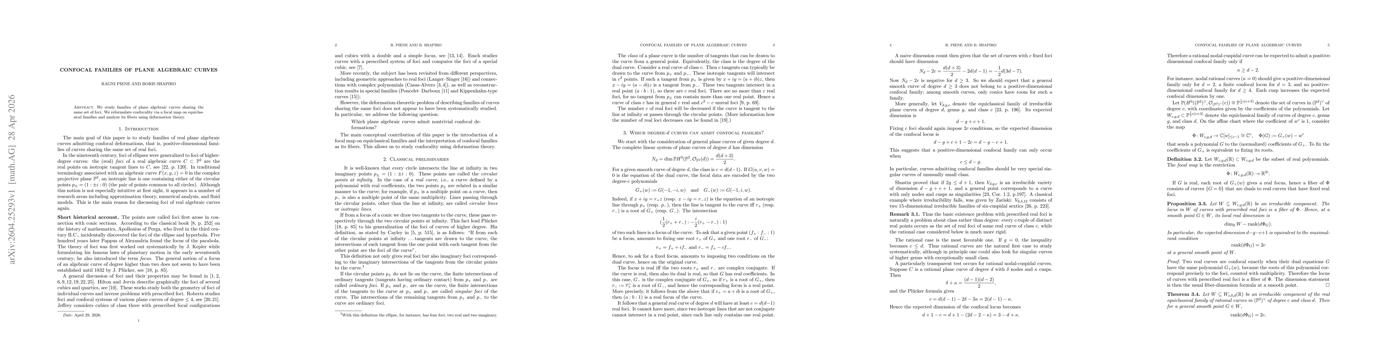 Thumbnail for Confocal families of plane algebraic curves