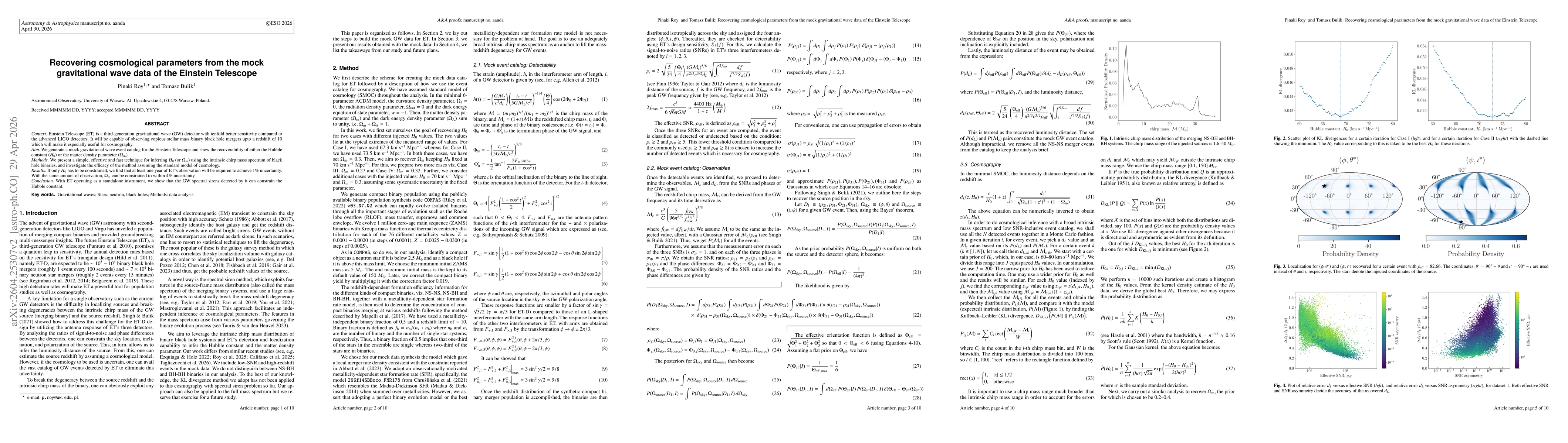 Thumbnail for Recovering cosmological parameters from the mock gravitational wave data of the Einstein Telescope
