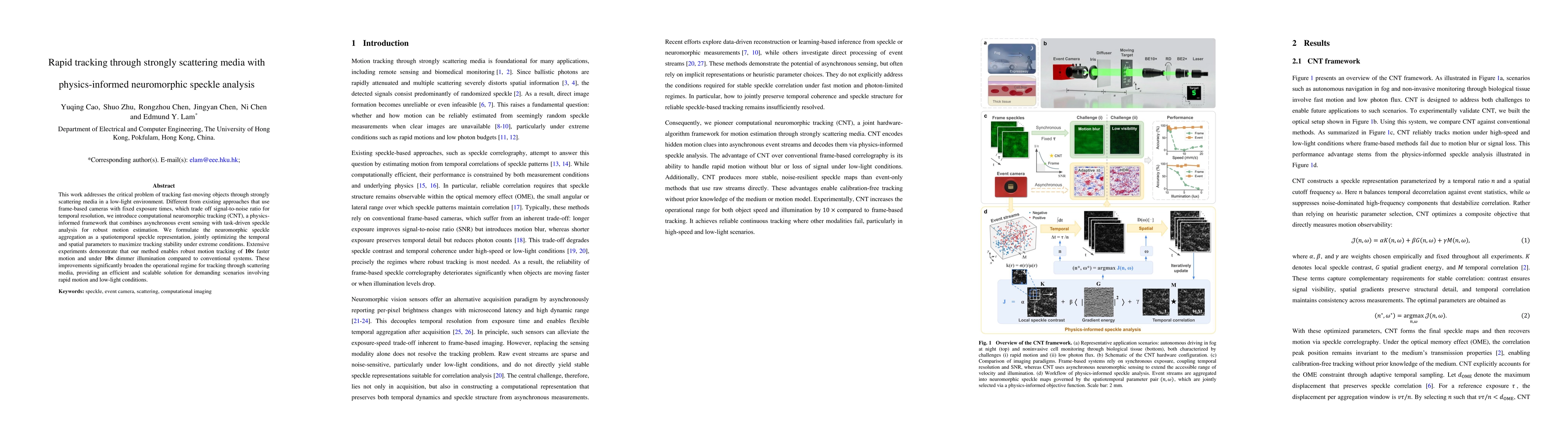 Thumbnail for Rapid tracking through strongly scattering media with physics-informed neuromorphic speckle analysis