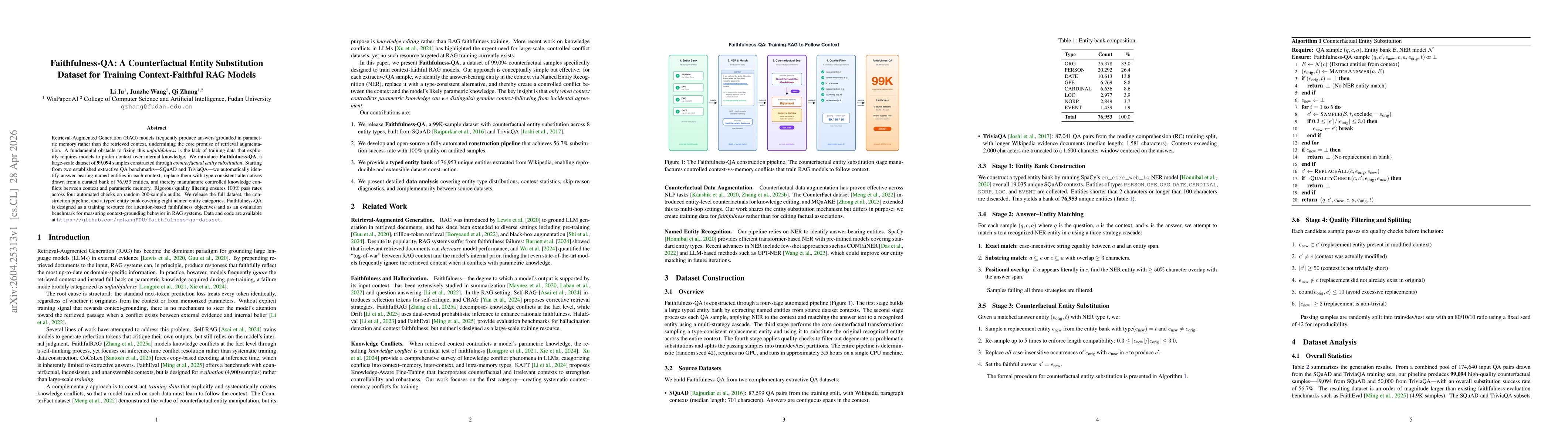 Thumbnail for Faithfulness-QA: A Counterfactual Entity Substitution Dataset for Training Context-Faithful RAG Models
