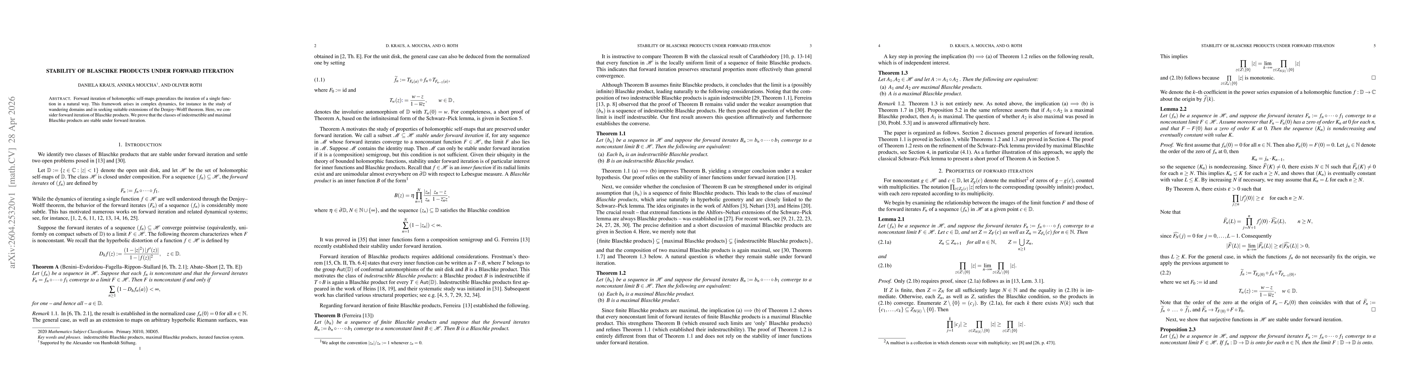 Thumbnail for Stability of Blaschke products under forward iteration