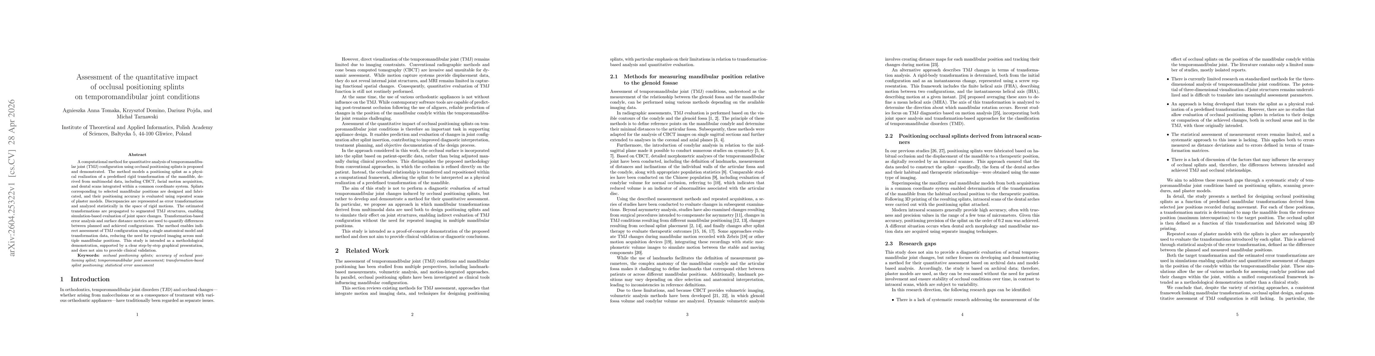 Thumbnail for Assessment of the quantitative impact of occlusal positioning splints on temporomandibular joint conditions