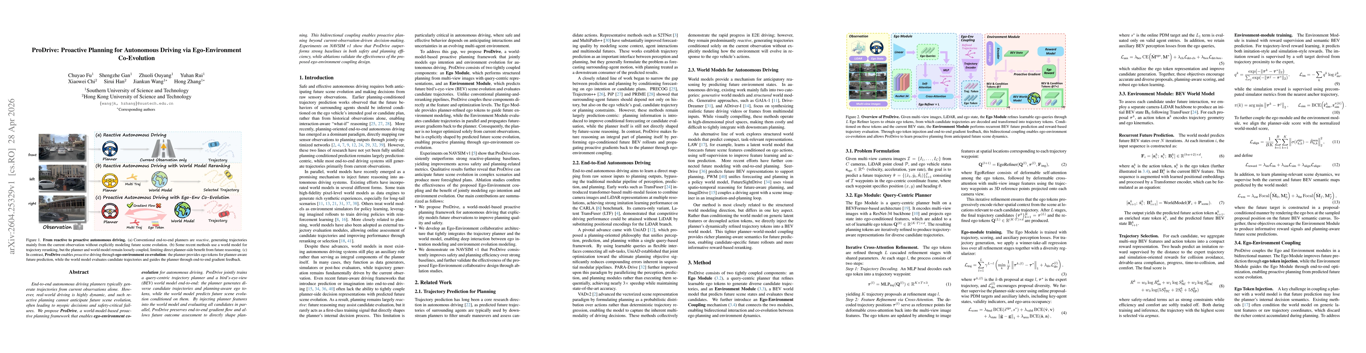 Thumbnail for ProDrive: Proactive Planning for Autonomous Driving via Ego-Environment Co-Evolution