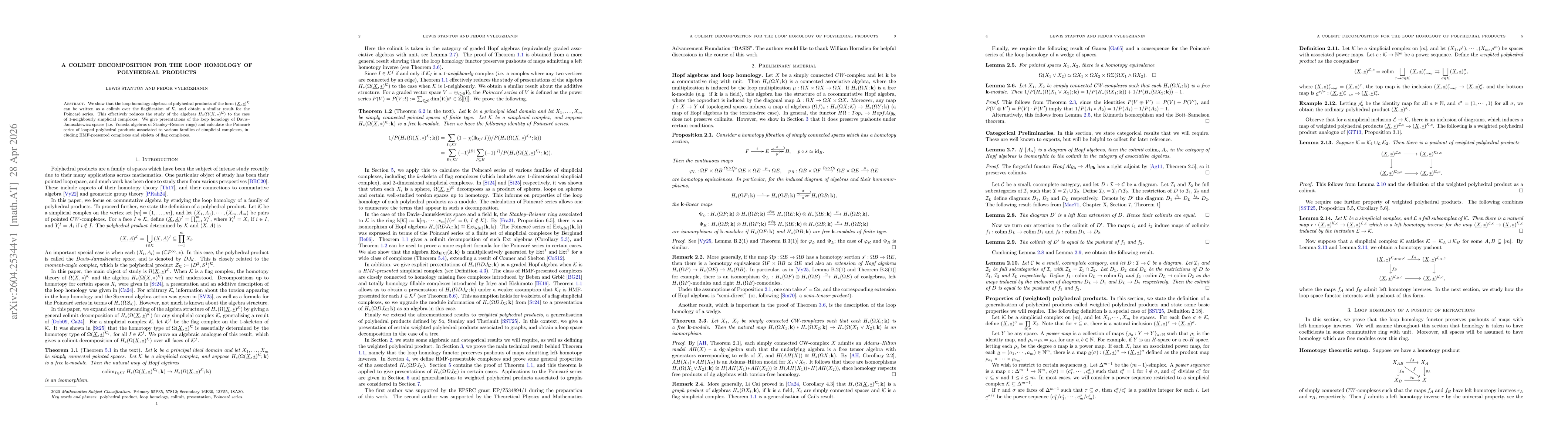 Thumbnail for A colimit decomposition for the loop homology of polyhedral products