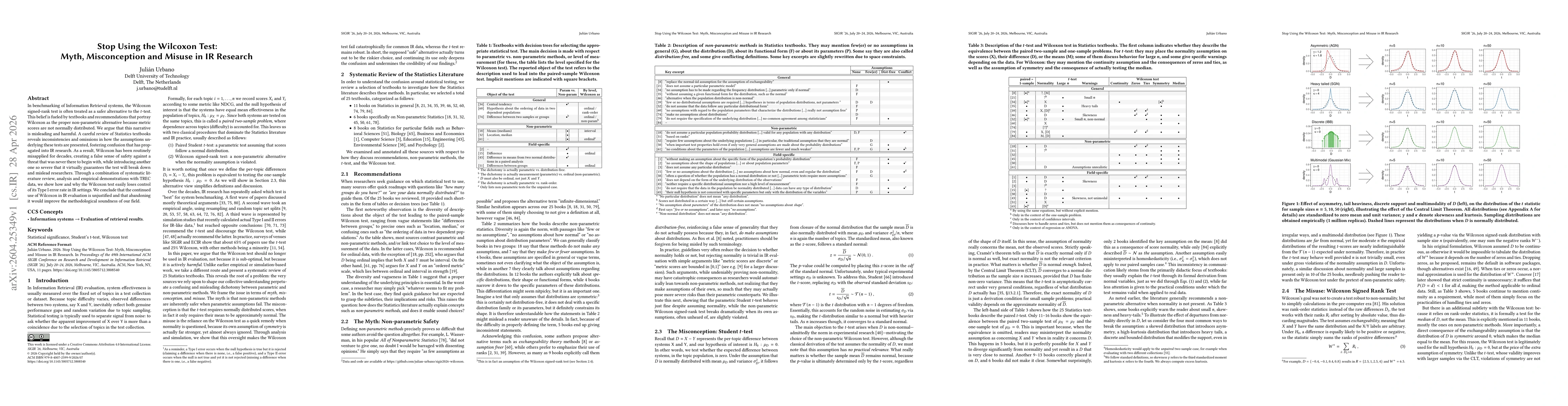 Thumbnail for Stop Using the Wilcoxon Test: Myth, Misconception and Misuse in IR Research
