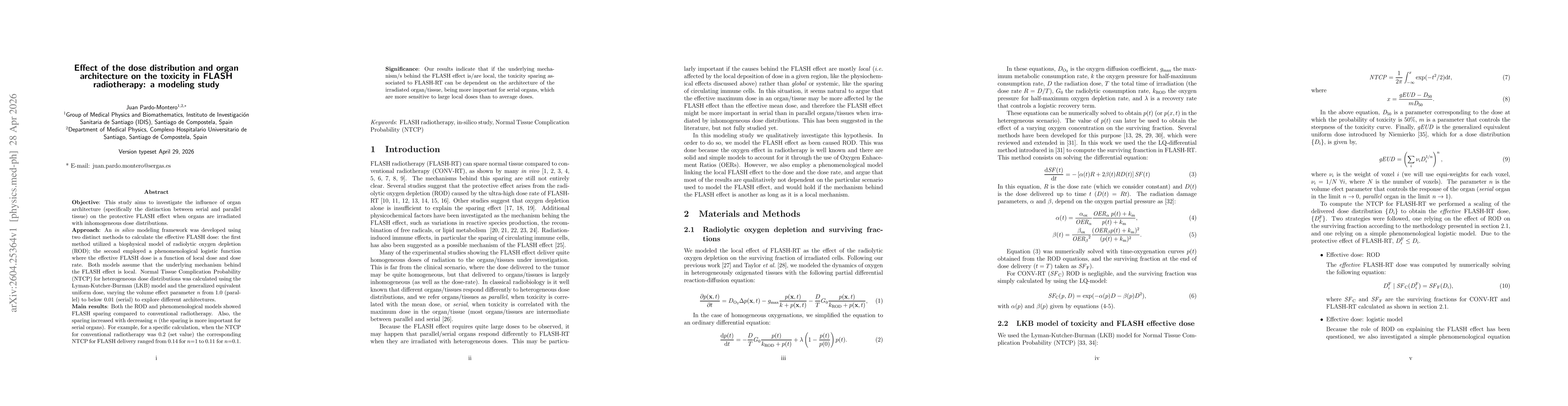 Thumbnail for Effect of the dose distribution and organ architecture on the toxicity in FLASH radiotherapy: a modeling study
