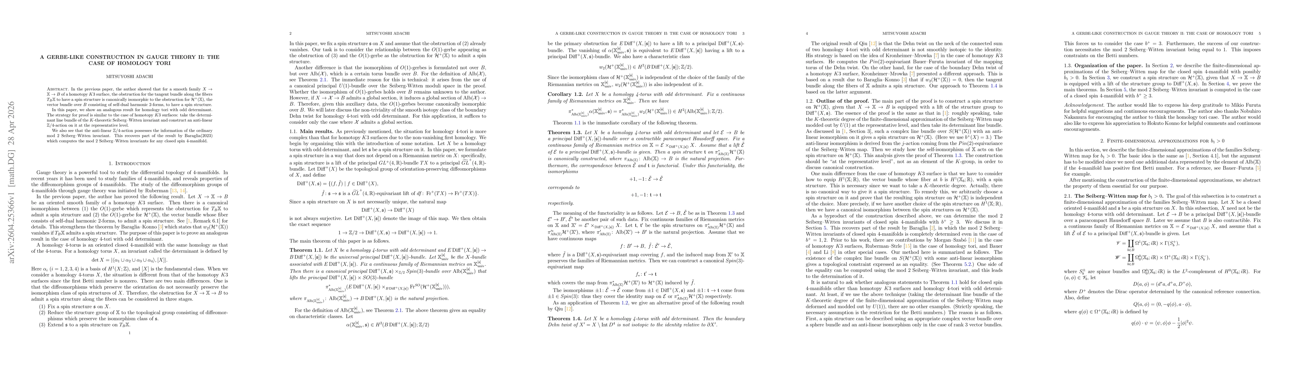 Thumbnail for A gerbe-like construction in gauge theory II: the case of homology tori
