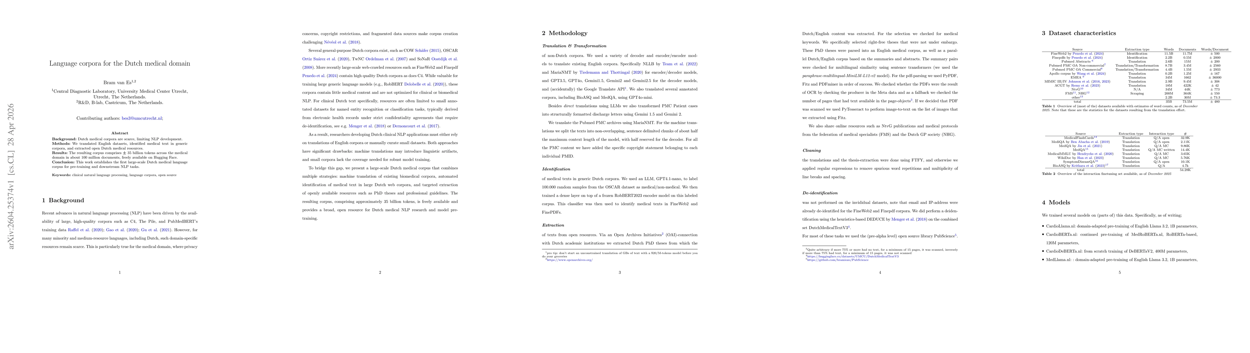 Thumbnail for Language corpora for the Dutch medical domain