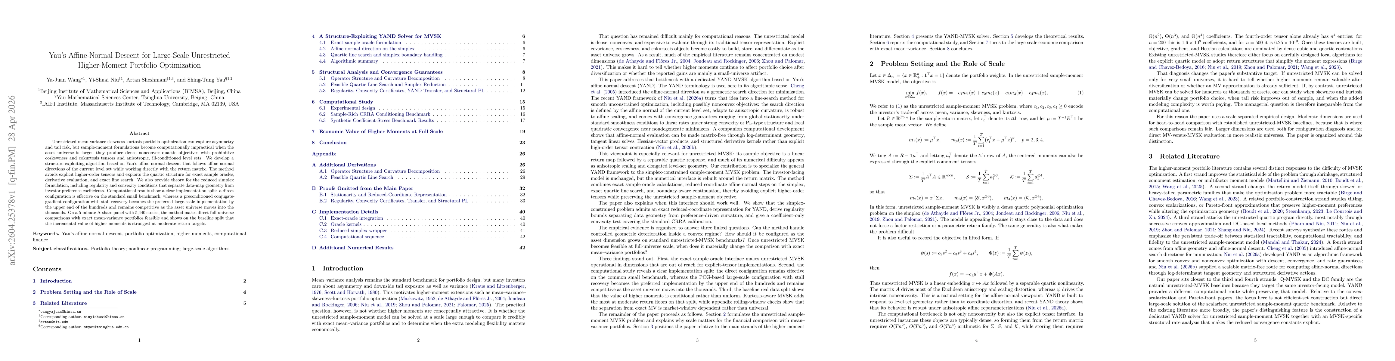 Thumbnail for Yau's Affine-Normal Descent for Large-Scale Unrestricted Higher-Moment Portfolio Optimization
