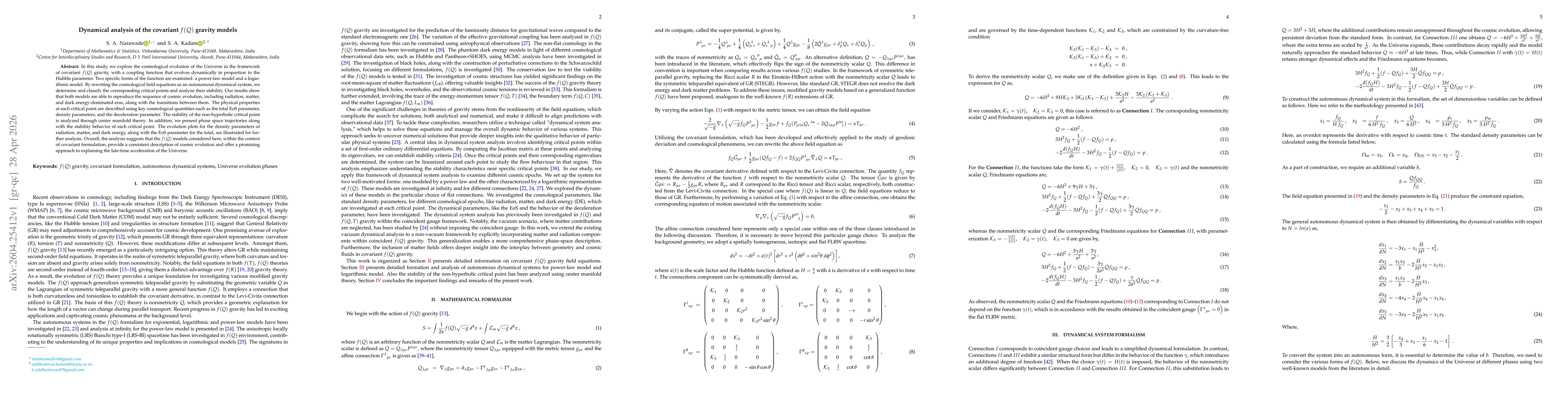 Thumbnail for Dynamical analysis of the covariant $f(Q)$ gravity models