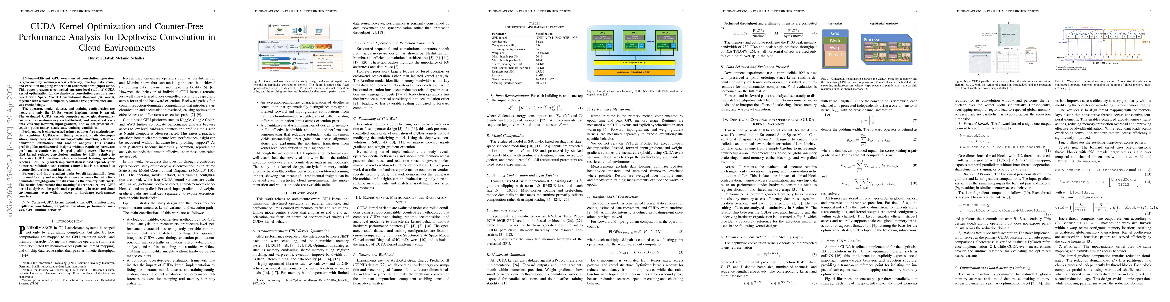 Thumbnail for CUDA Kernel Optimization and Counter-Free Performance Analysis for Depthwise Convolution in Cloud Environments
