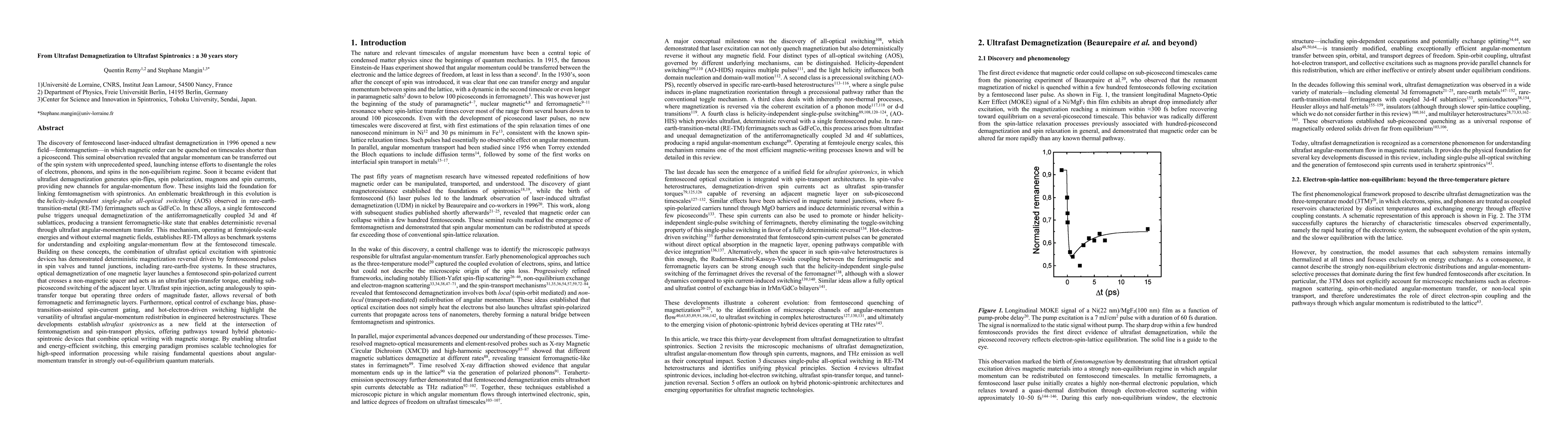Thumbnail for From Ultrafast Demagnetization to Ultrafast Spintronics : a 30 years story