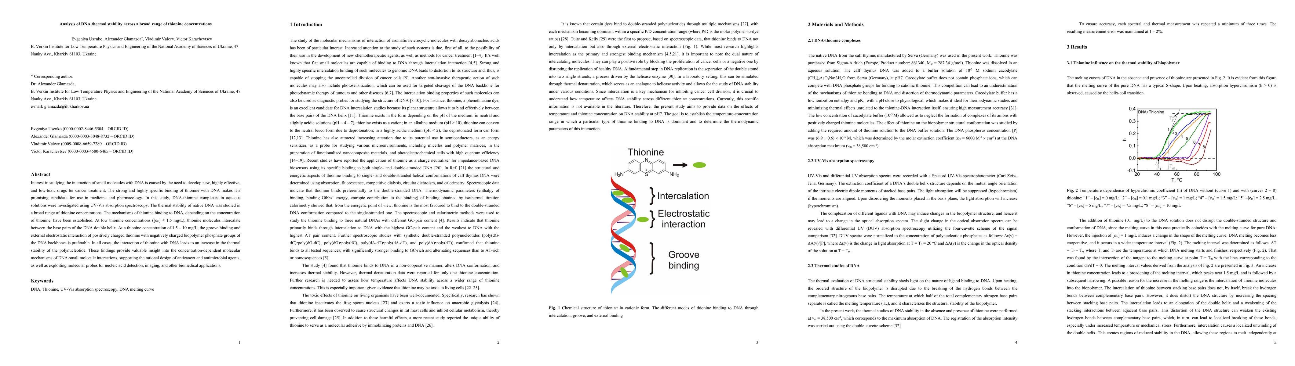Thumbnail for Analysis of DNA thermal stability across a broad range of thionine concentrations