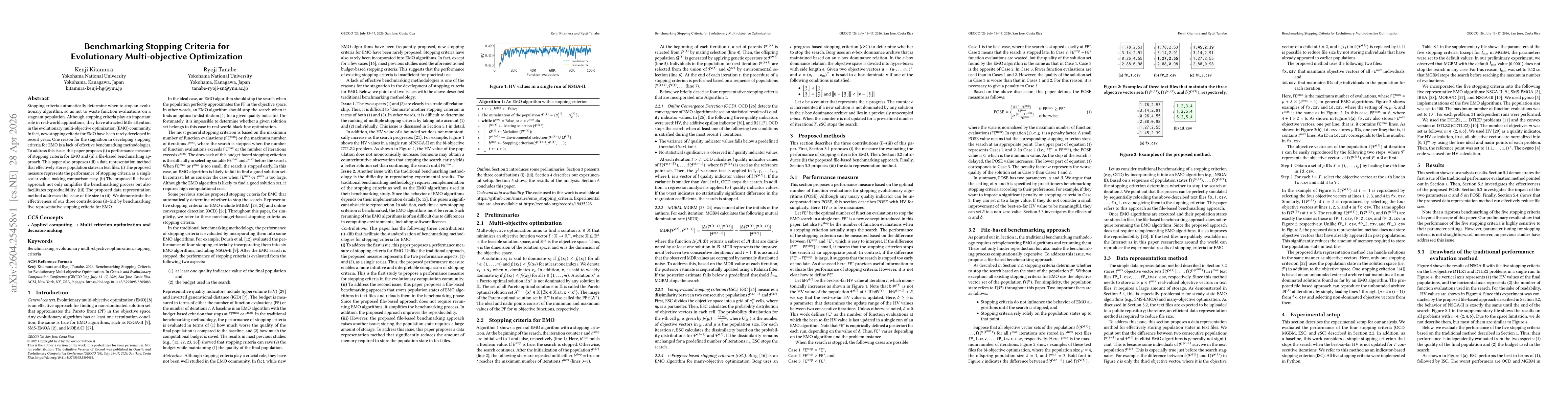 Thumbnail for Benchmarking Stopping Criteria for Evolutionary Multi-objective Optimization