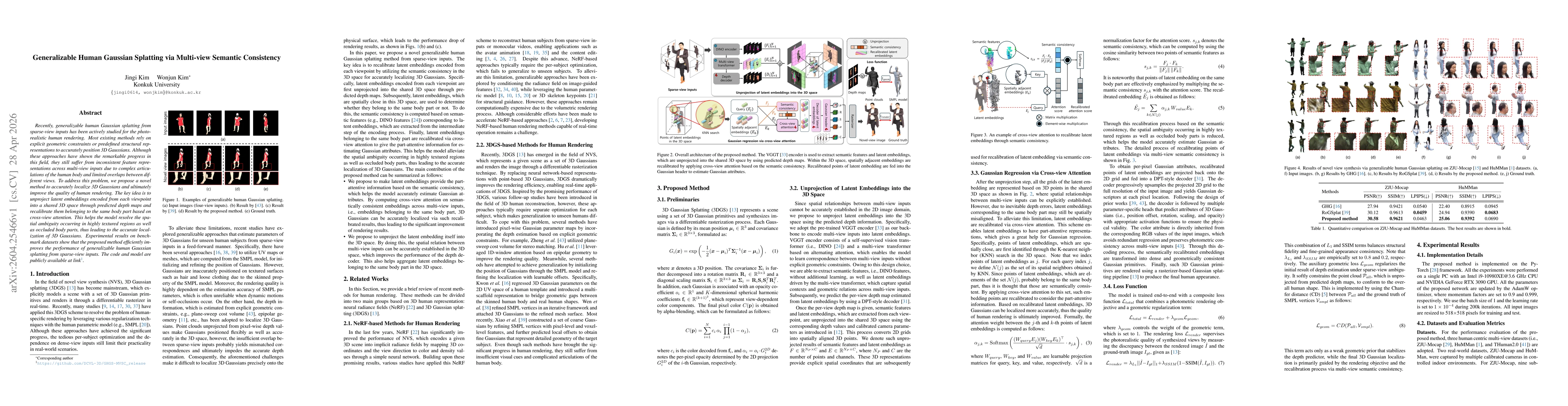 Thumbnail for Generalizable Human Gaussian Splatting via Multi-view Semantic Consistency