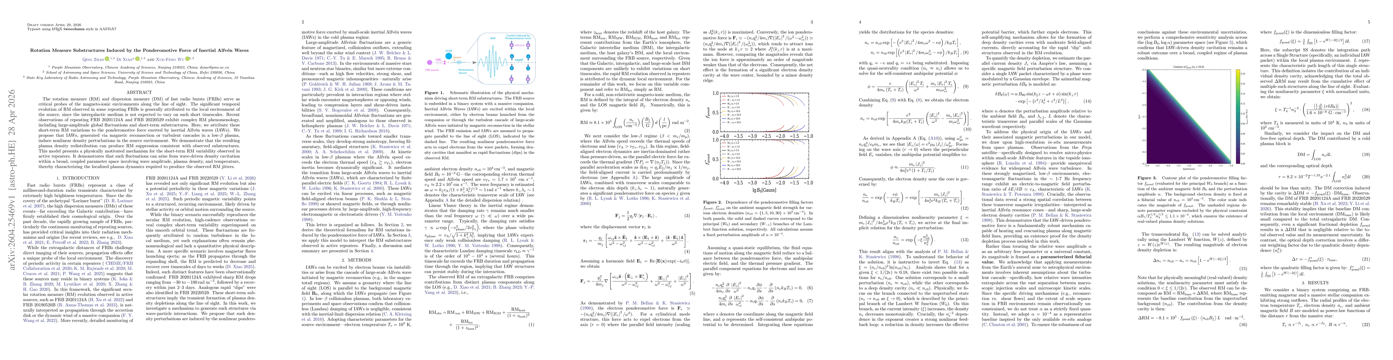 Thumbnail for Rotation Measure Substructures Induced by the Ponderomotive Force of Inertial \alfven Waves