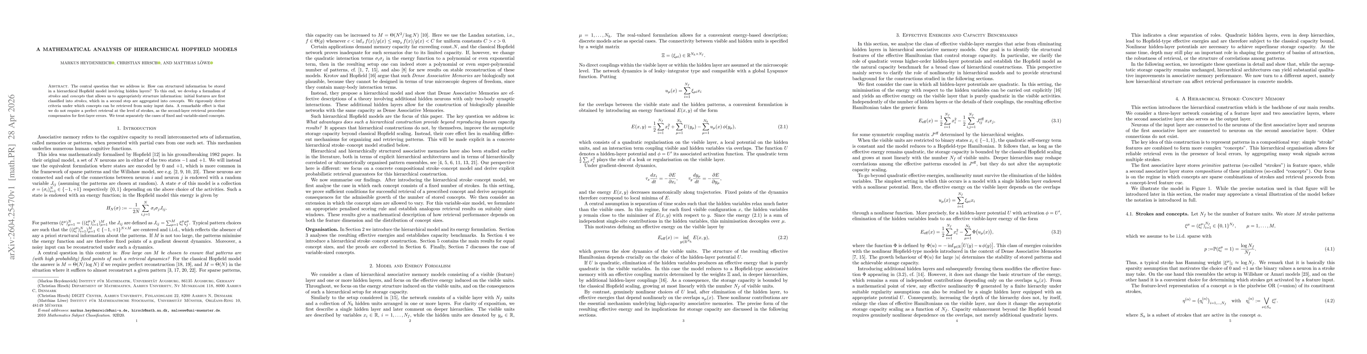 Thumbnail for A mathematical analysis of hierarchical Hopfield models
