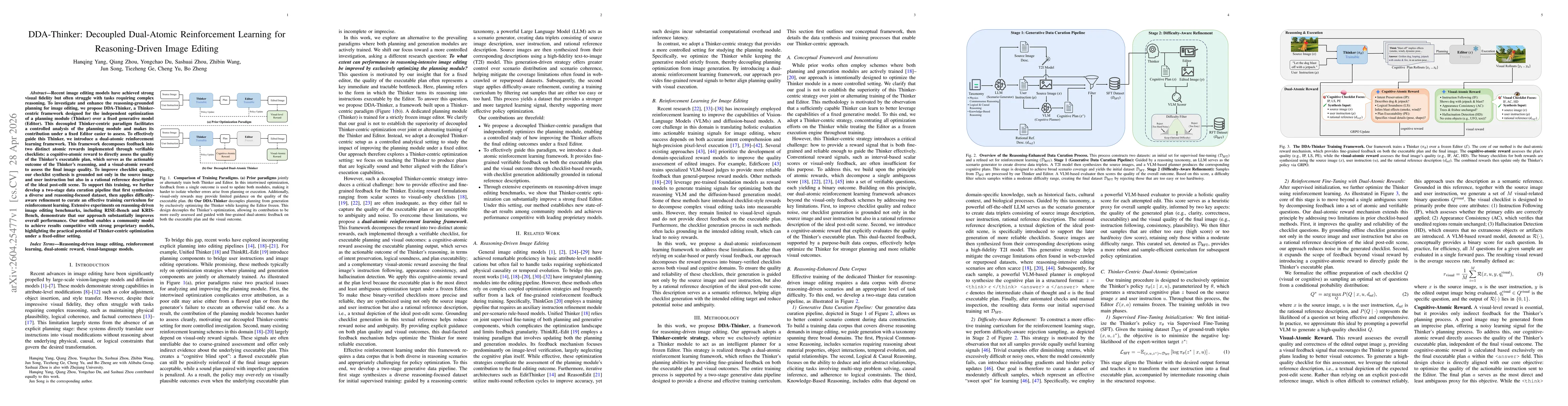 Thumbnail for DDA-Thinker: Decoupled Dual-Atomic Reinforcement Learning for Reasoning-Driven Image Editing