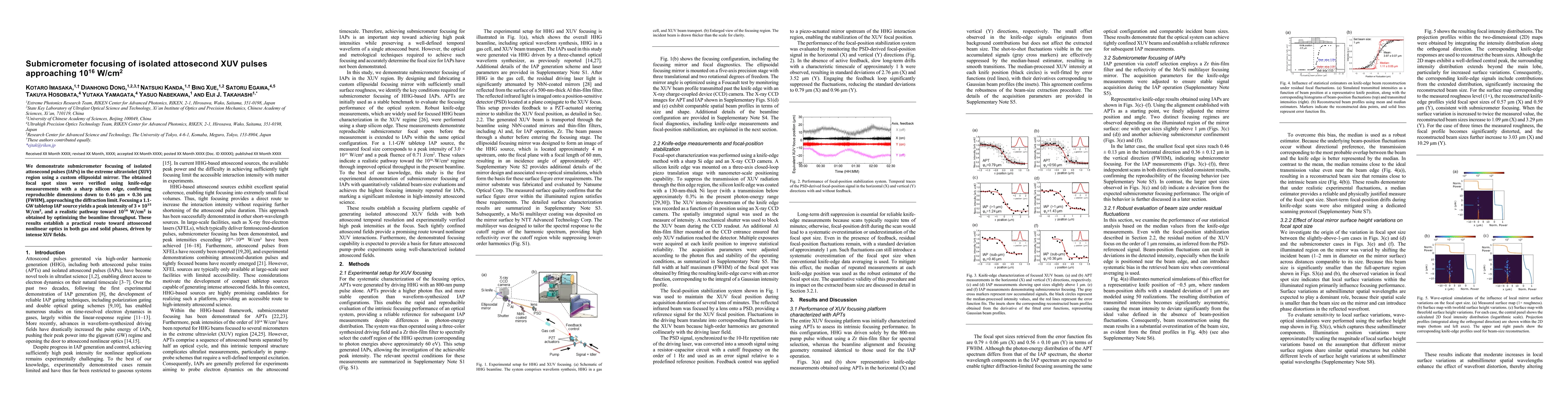 Thumbnail for Submicrometer focusing of isolated attosecond XUV pulses approaching 10$^{16}$ W/cm$^2$