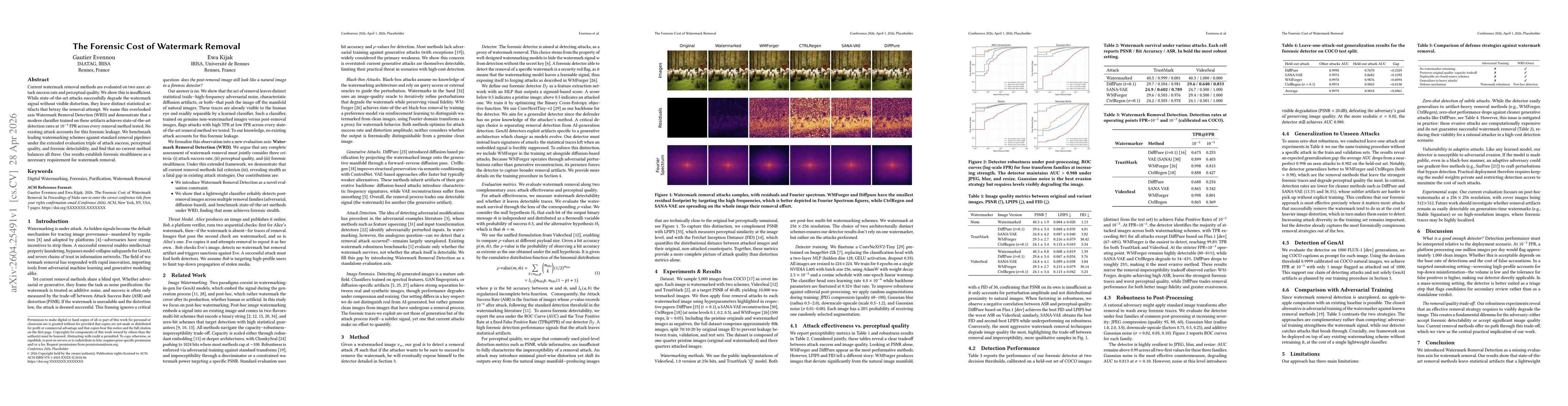 Thumbnail for The Forensic Cost of Watermark Removal