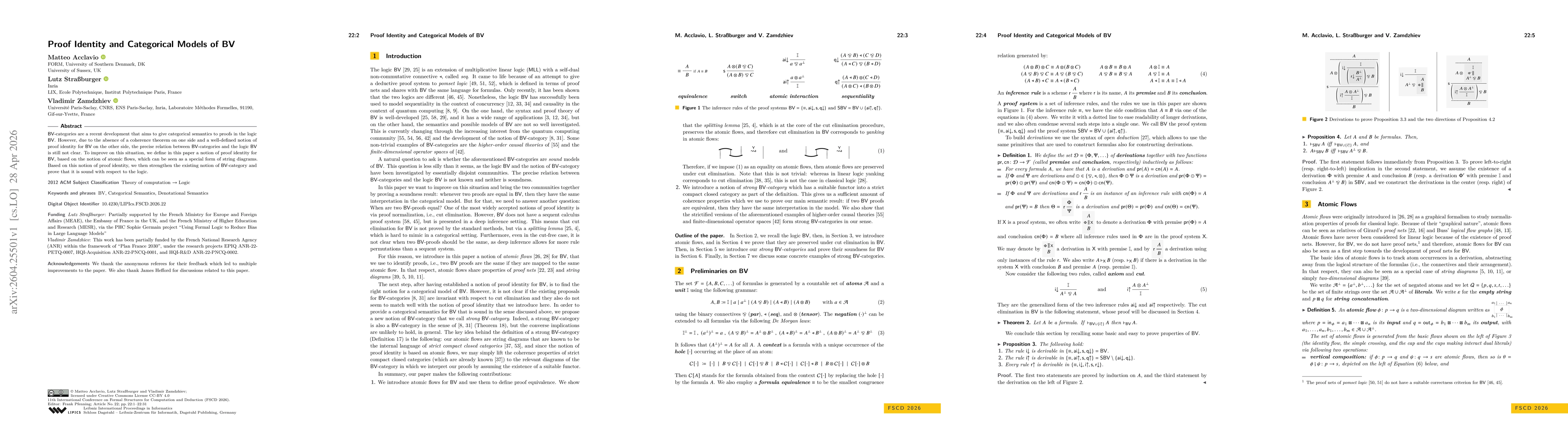 Thumbnail for Proof Identity and Categorical Models of BV