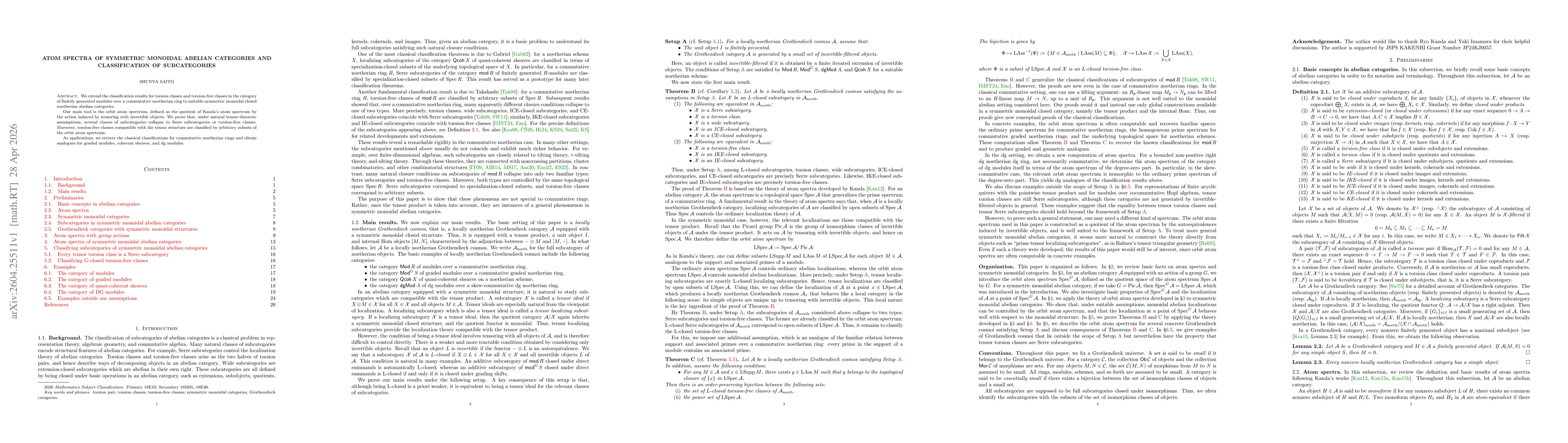 Thumbnail for Atom spectra of symmetric monoidal abelian categories and classification of subcategories