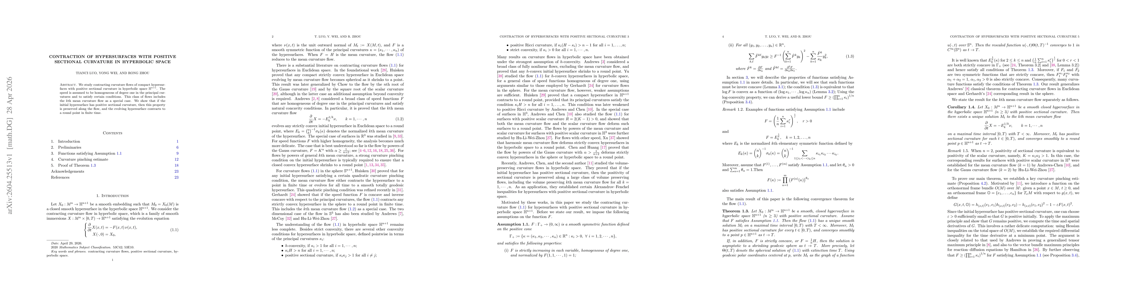 Thumbnail for Contraction of hypersurfaces with positive sectional curvature in hyperbolic space