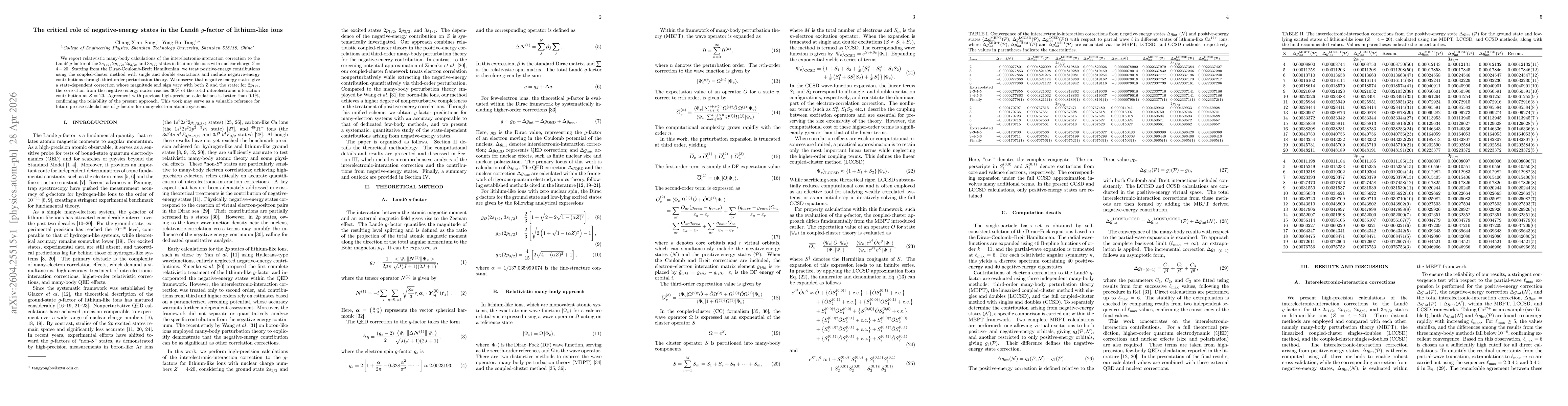 Thumbnail for The critical role of negative-energy states in the Landé $g$-factor of lithium-like ions