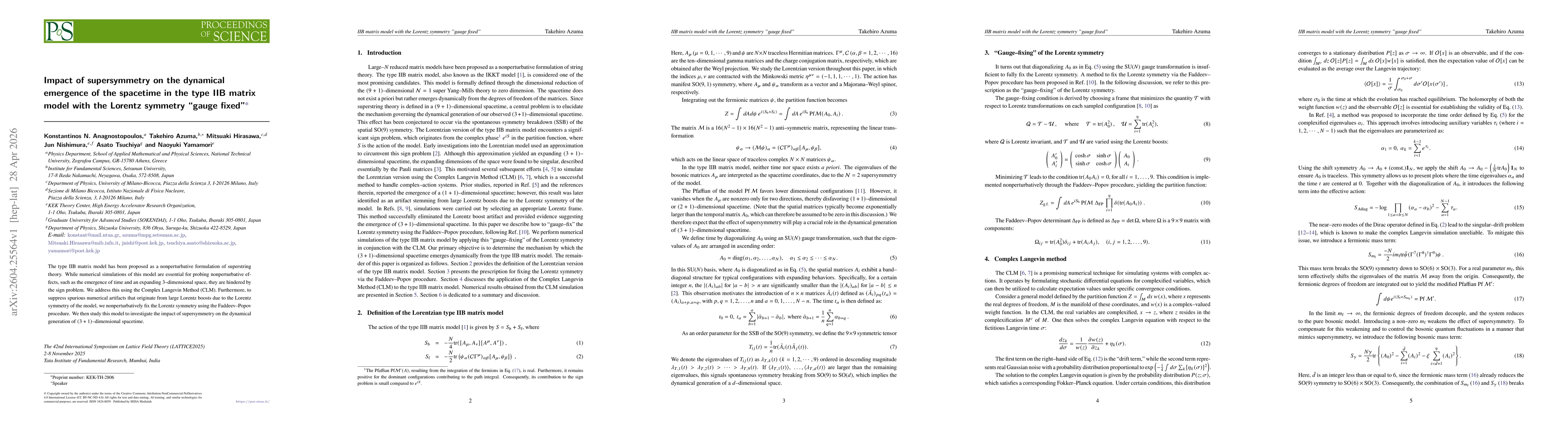 Thumbnail for Impact of supersymmetry on the dynamical emergence of the spacetime in the type IIB matrix model with the Lorentz symmetry "gauge fixed"