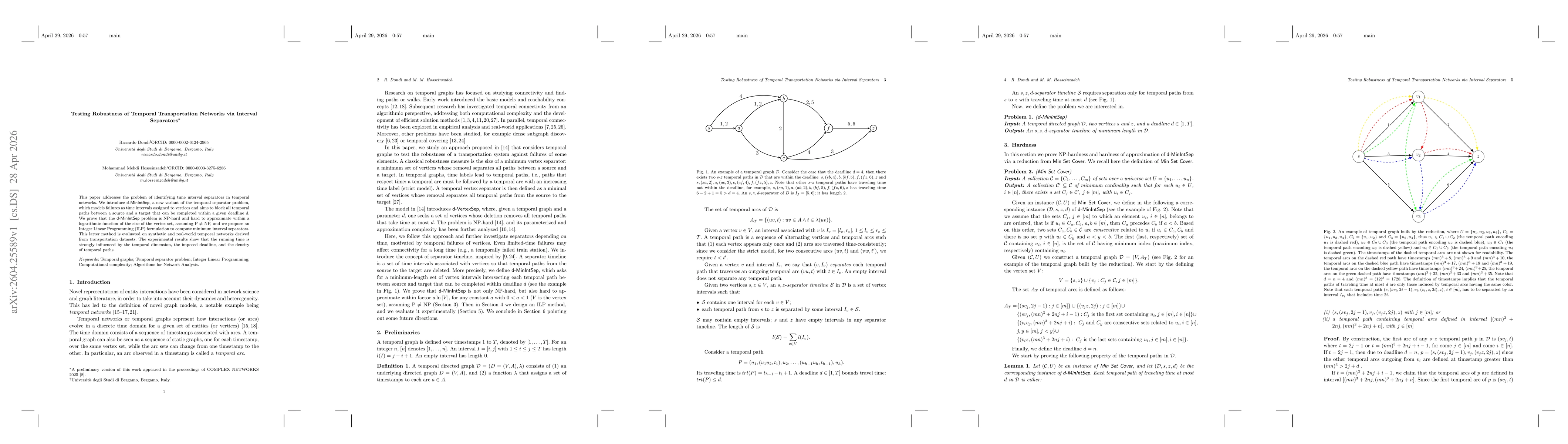 Thumbnail for Testing Robustness of Temporal Transportation Networks via Interval Separators