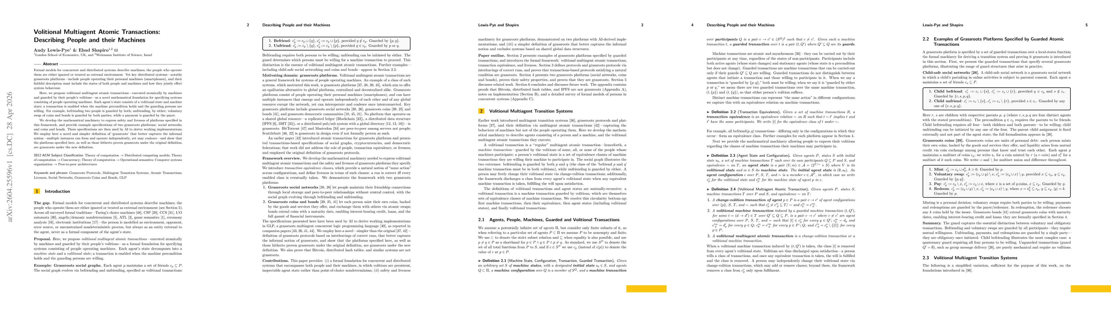 Thumbnail for Volitional Multiagent Atomic Transactions: Describing People and their Machines