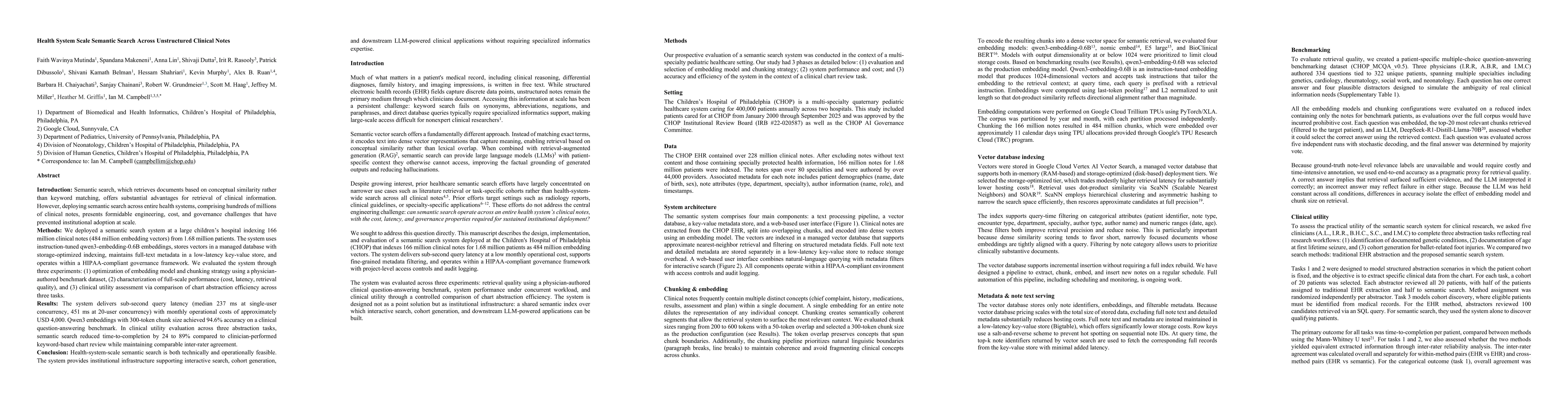 Thumbnail for Health System Scale Semantic Search Across Unstructured Clinical Notes